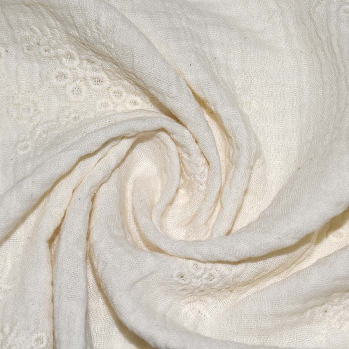 Musselin, doppelt, Stickerei, floral, 29788-002, sahne