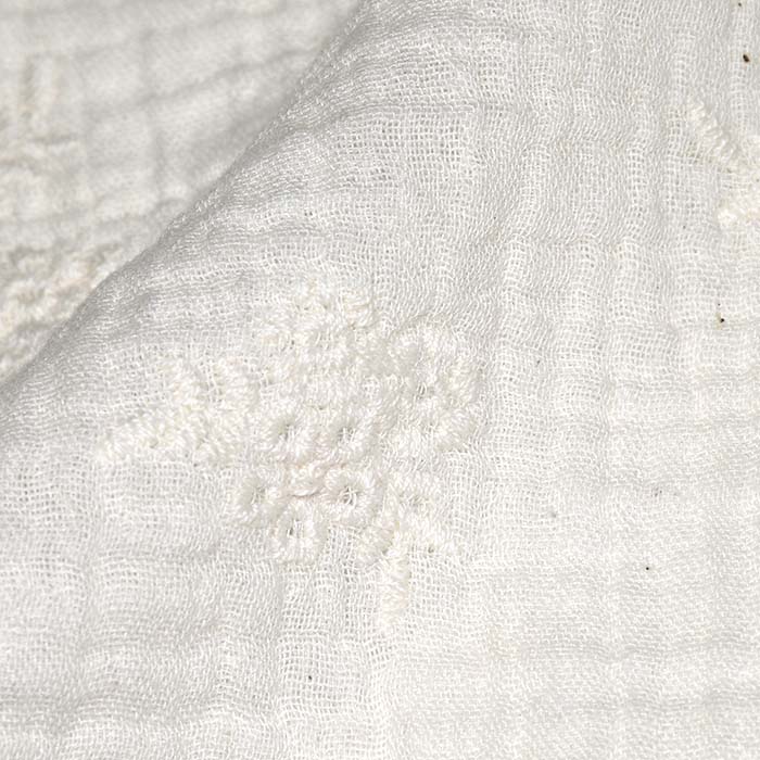 Musselin, doppelt, Stickerei, floral, 29788-002, sahne