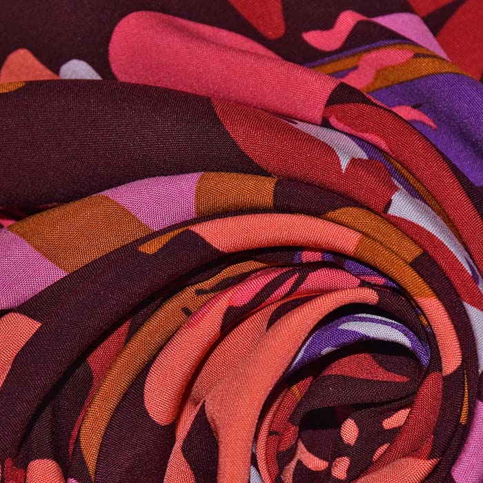 Gewebe, Viskose, floral, 29792-002, bordeaux