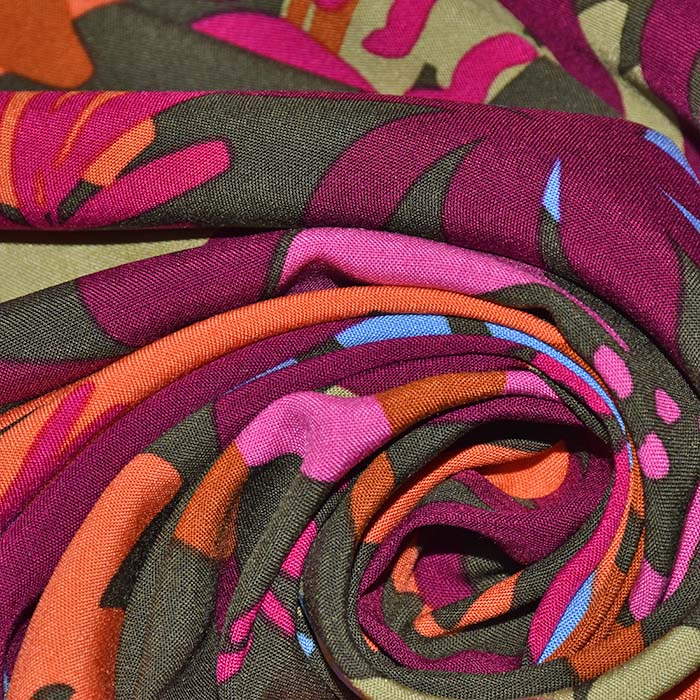 Gewebe, Viskose, floral, 29792-004, grün