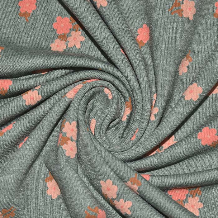 Jersey, floral, 29802-017, mintgrün