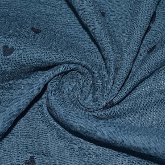 Musselin, doppelt, Herzen, 29811-012, blau