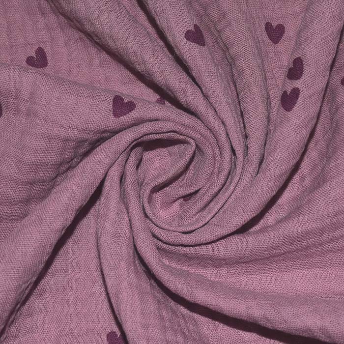 Musselin, doppelt, Herzen, 29811-049, rosa-violett