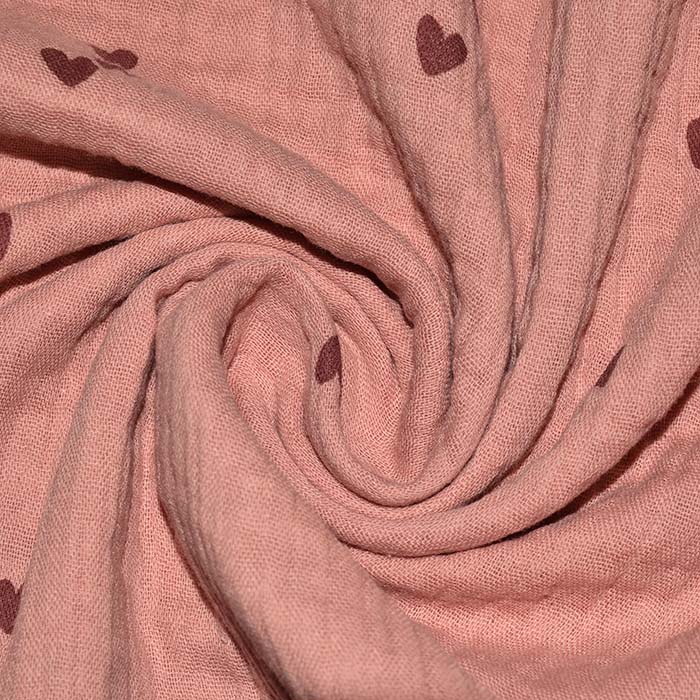 Musselin, doppelt, Herzen, 29811-050, aprikose