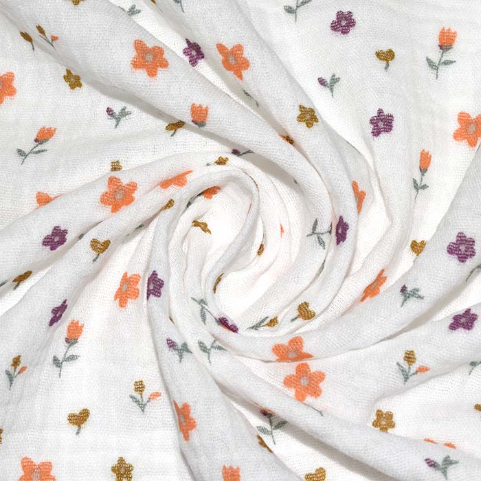 Musselin, doppelt, floral, 29816-002, weiß