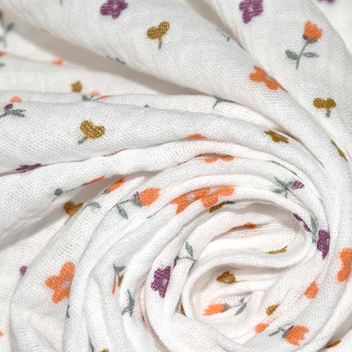 Musselin, doppelt, floral, 29816-002, weiß