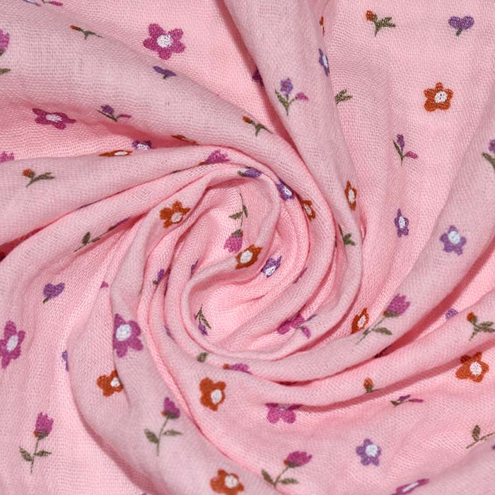 Musselin, doppelt, floral, 29816-006, rosa