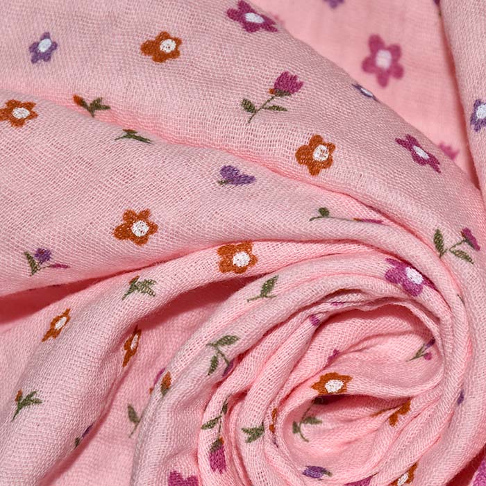 Musselin, doppelt, floral, 29816-006, rosa