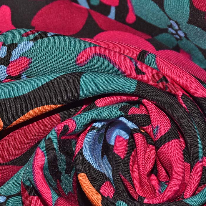 Gewebe, Viskose, floral, 29823-001, schwarz