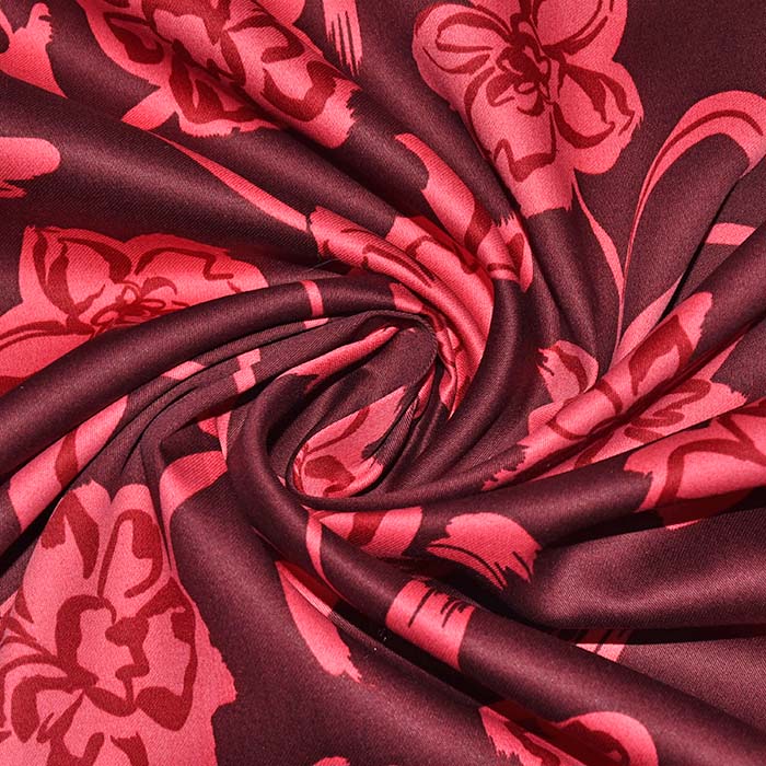 Satin, Baumwolle, floral, 29825-001, bordeaux