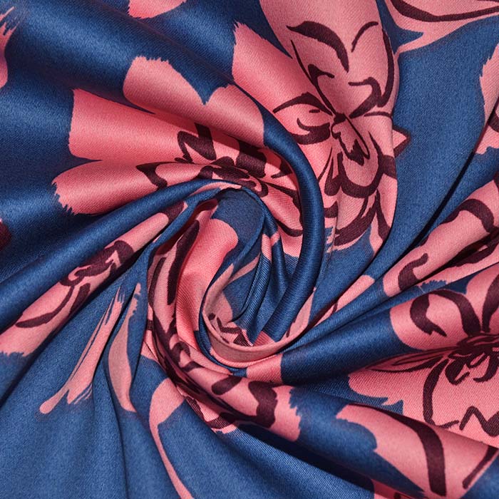 Satin, Baumwolle, floral, 29825-003, blau