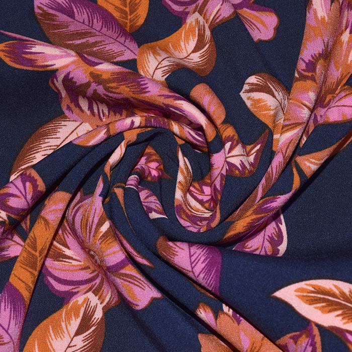 Gewebe, Viskose, floral, 29829-001, blau