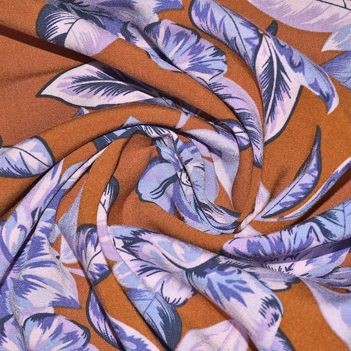 Gewebe, Viskose, floral, 29829-003, braun