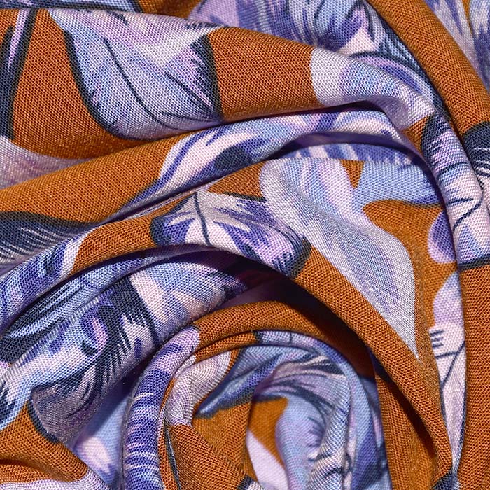 Gewebe, Viskose, floral, 29829-003, braun
