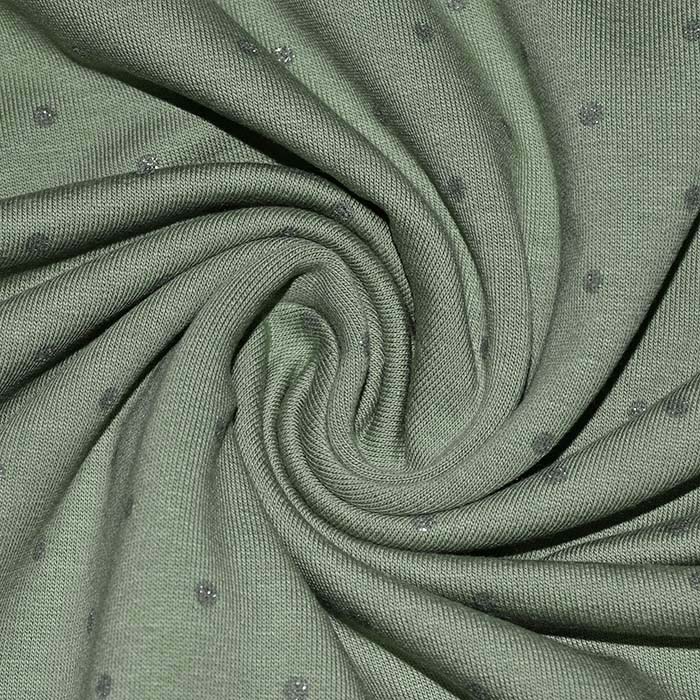 Sweatshirtstoff, flauschig, Punkte, 29840-271, grün