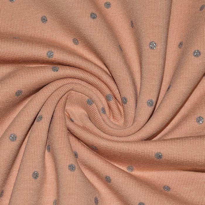 Sweatshirtstoff, flauschig, Punkte, 29840-320, aprikose