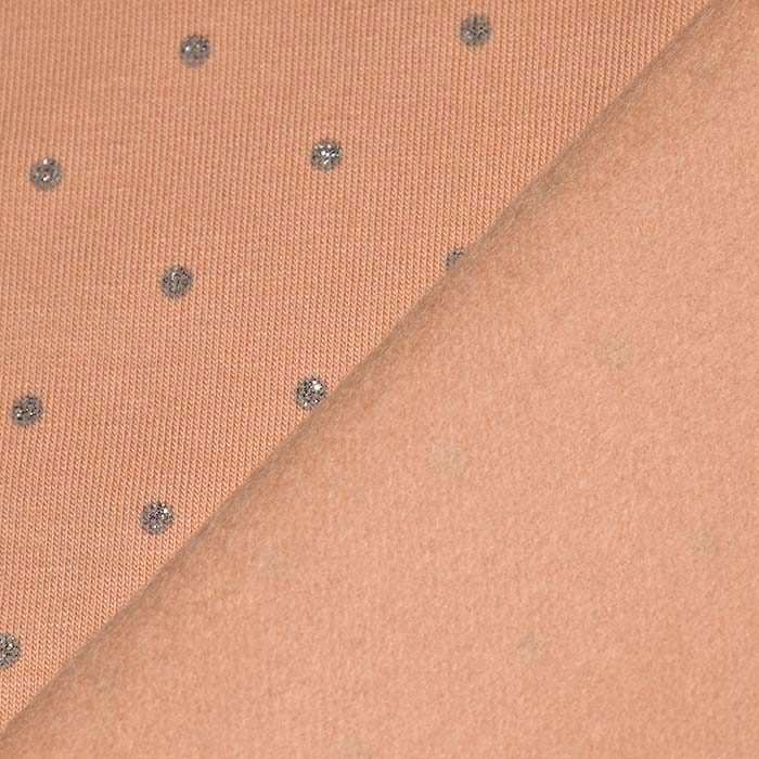 Sweatshirtstoff, flauschig, Punkte, 29840-320, aprikose