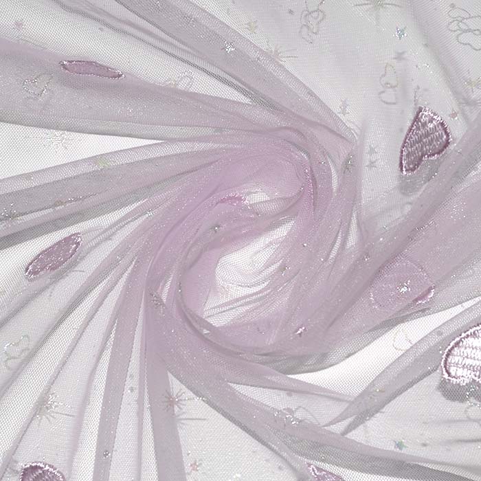 Tüll, weich, Stickerei, Herzen, 29841-110, rosa