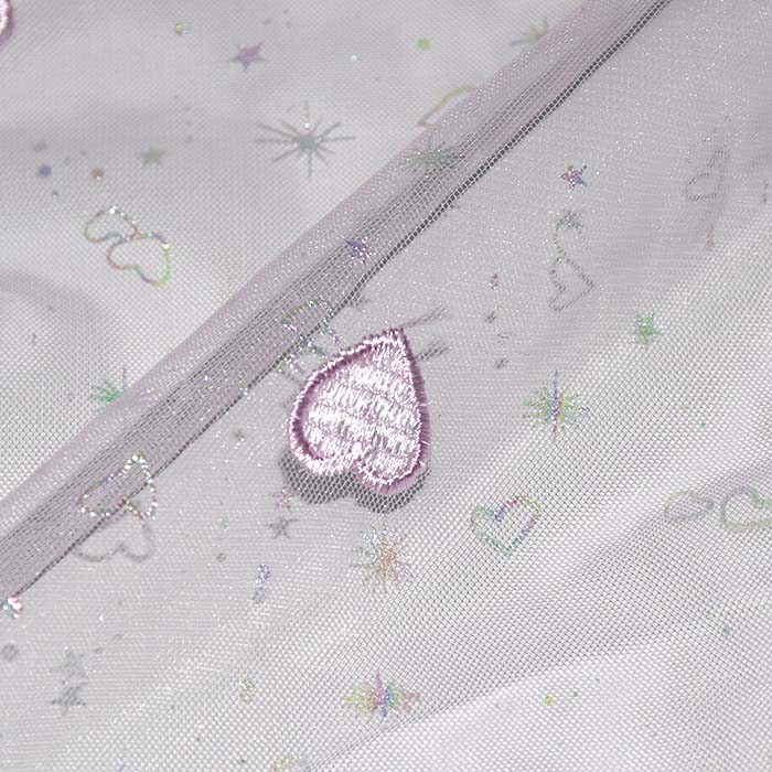 Tüll, weich, Stickerei, Herzen, 29841-110, rosa