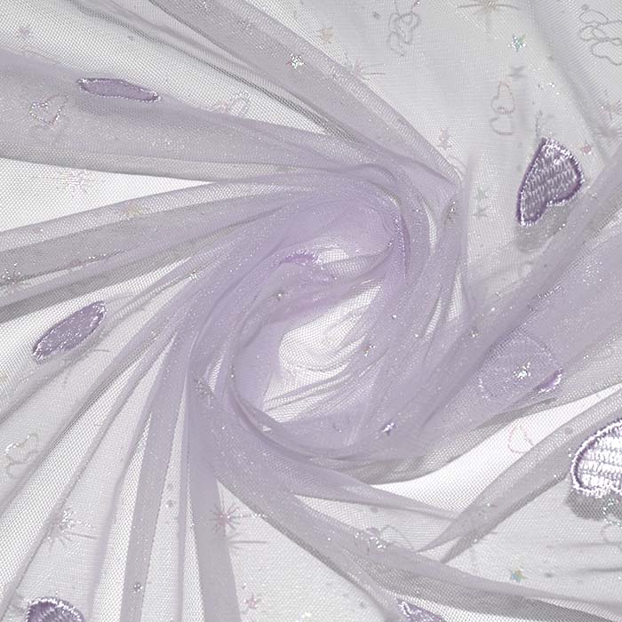 Tüll, weich, Stickerei, Herzen, 29841-430, violett