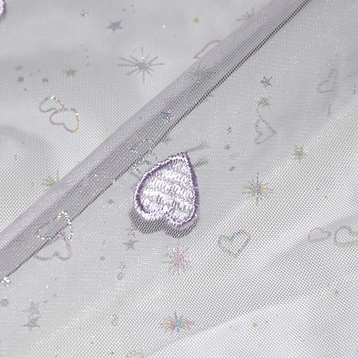 Tüll, weich, Stickerei, Herzen, 29841-430, violett