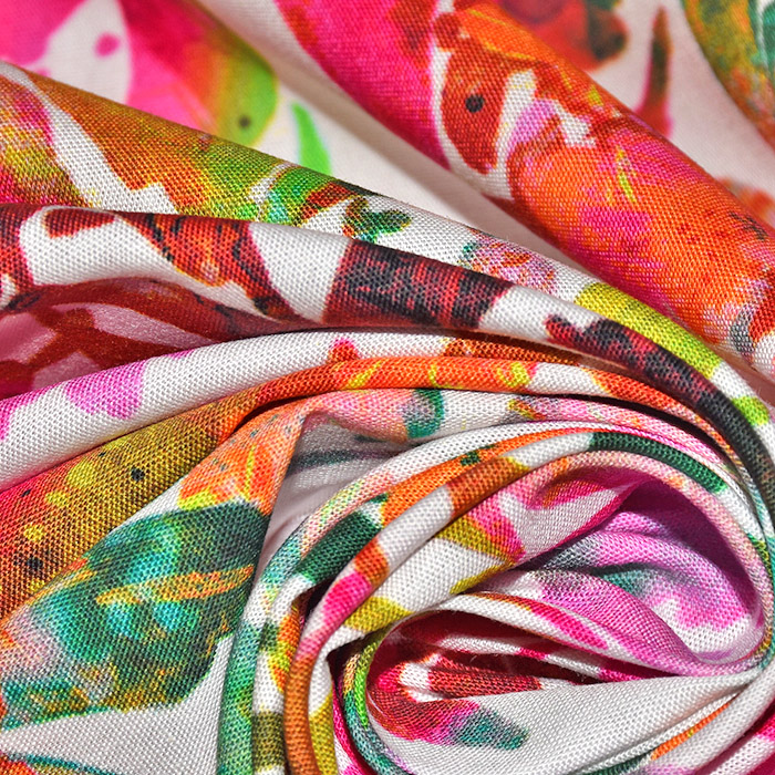 Baumwolle, Popeline, floral, 29896-01, orange-rosa