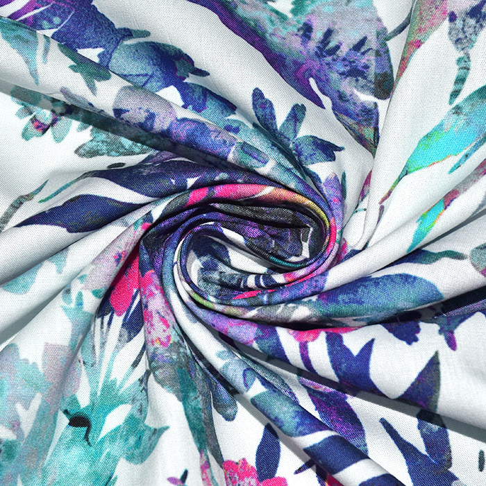 Baumwolle, Popeline, floral, 29896-02, blau-violett