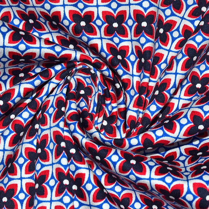 Satin, Baumwolle, floral, 29897-04, rot-blau