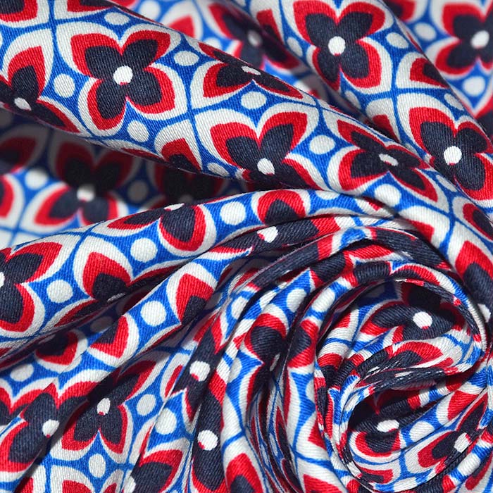 Satin, Baumwolle, floral, 29897-04, rot-blau