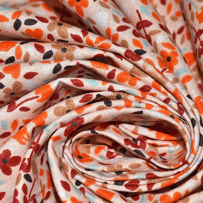 Baumwolle, Popeline, floral, 30031-01, orange