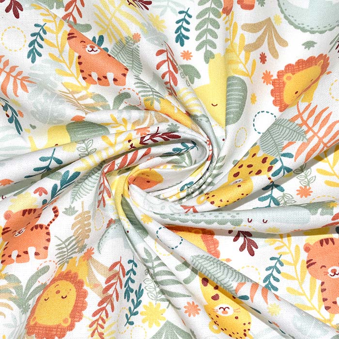 Baumwolle, Popeline, Tiere, 30035-02, gelb