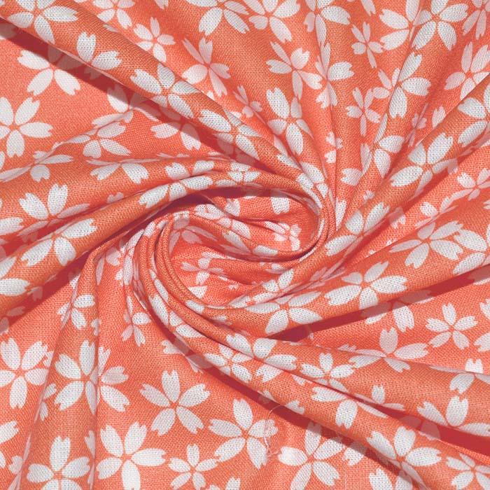 Baumwolle, Popeline, floral, 30044-03, orange-rot