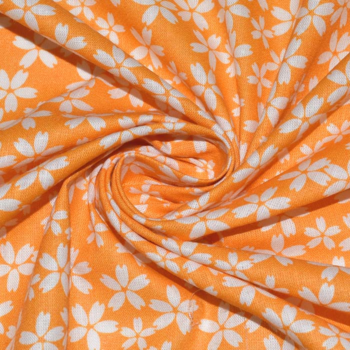 Baumwolle, Popeline, floral, 30044-04, orange-gelb