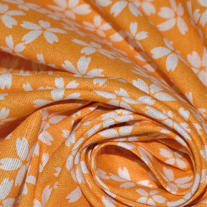 Baumwolle, Popeline, floral, 30044-04, orange-gelb
