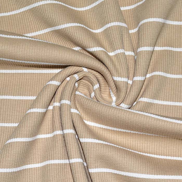 Jersey, Baumwolle, gerippt, Streifen, 30080-052, beige