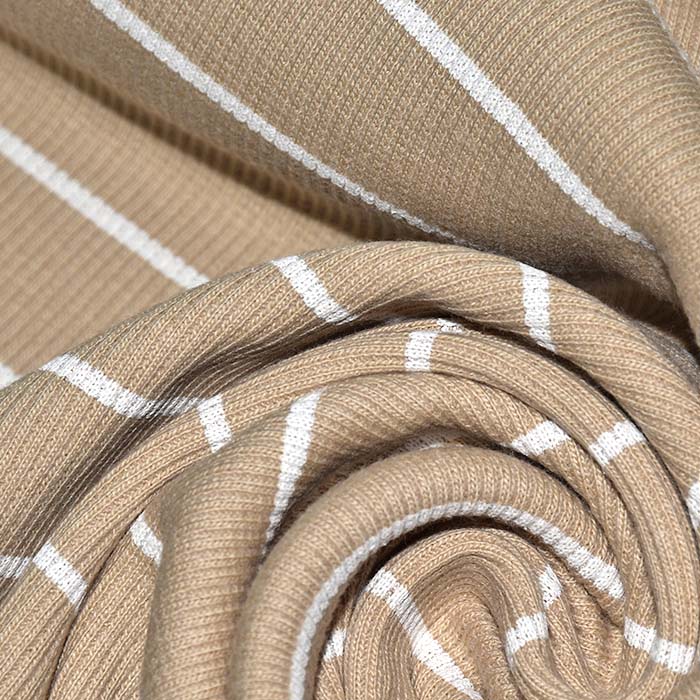Jersey, Baumwolle, gerippt, Streifen, 30080-052, beige