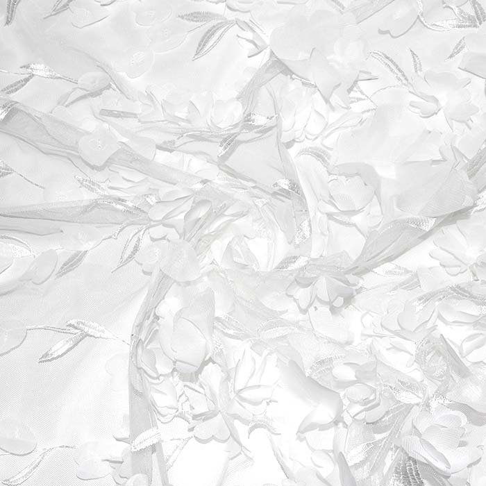 Stickerei auf Tüll, floral, 30098-010