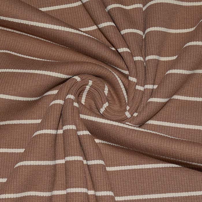 Jersey, Baumwolle, gerippt, Streifen, 30080-153, Braun