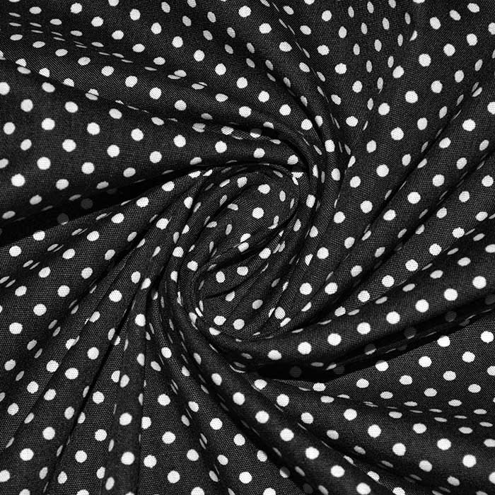 Baumwolle, Popeline, Punkte, 30178-022, Schwarz
