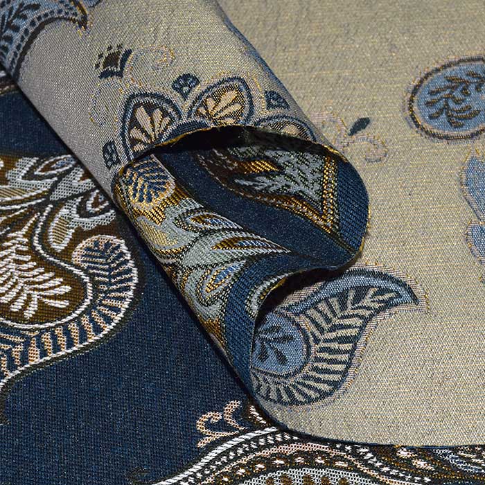 Deko-Jacquard, beidseiting , floral, 30392-20, blau