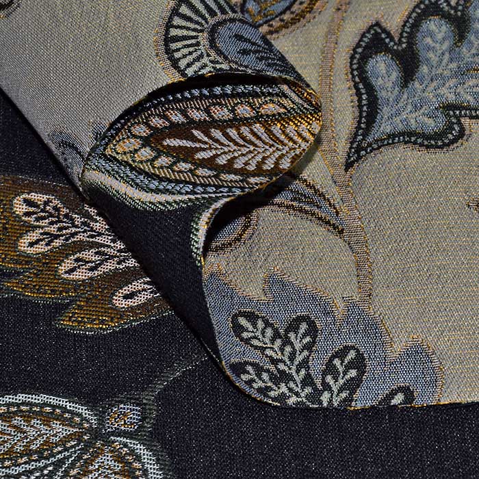 Deko-Jacquard, beidseiting , floral, 30392-90, schwarz