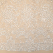 Spitze, hochwertig, 13528, weiß, silberner Faden