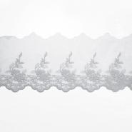 Spitze, gestickt, 85 mm, 19254-034, grau