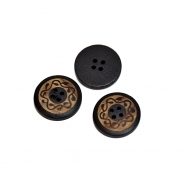 Knopf, Holz, Druck, 18mm, 20447-002, schwarz
