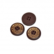 Knopf, Holz, Druck, 18mm, 20447-025, braun