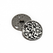 Metallknopf, floral, 25 mm, 20456-103, silber