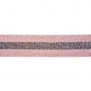 Elastikband, dekorativ, 40 mm, 20490-006, silber-rosa