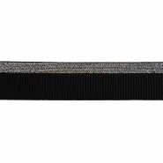 Elastikband, dekorativ, 40 mm, 20497-2101, silber-schwarz
