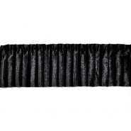 Band, Samt, Plissee, 65 mm, 20465-002, schwarz