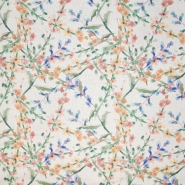 Dekostoff, Druck, floral, 21142-2, orangenblau